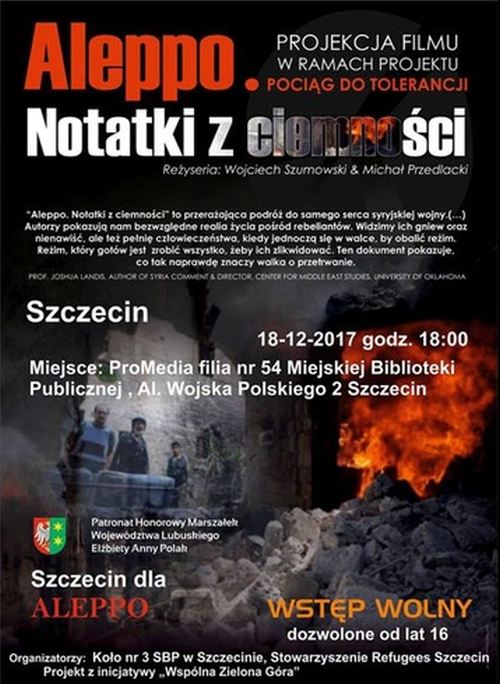 18.12.2017 film Aleppo notatki z ciemności, kino Szczecin